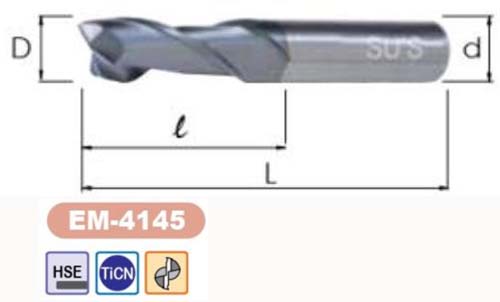 HSE End Mills Standard 2 Flutes & TiCN Coated Standard 2 Flutes Inch